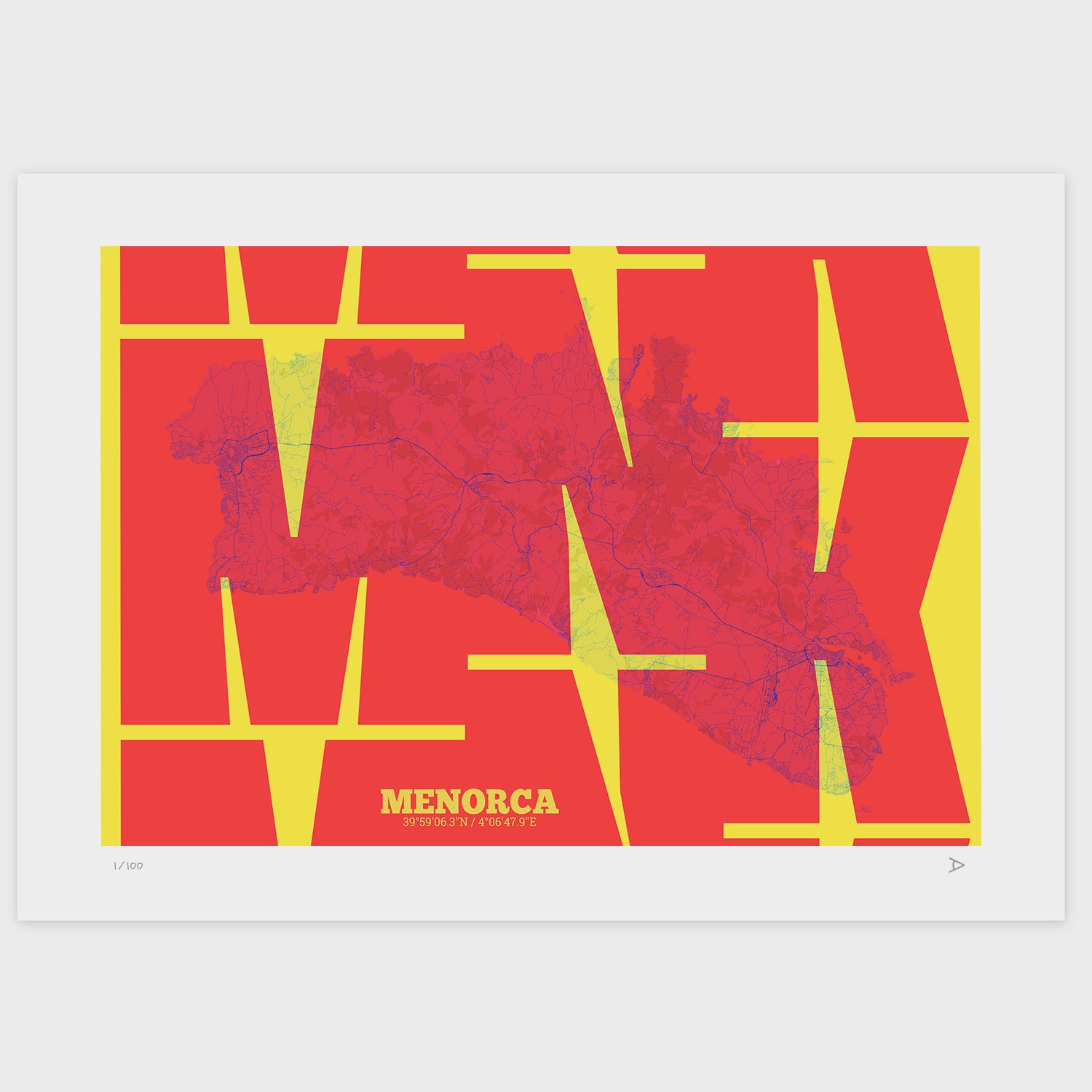 Lámina tipográfica de Menorca – diseño Inseparable, sin marco sobre papel
