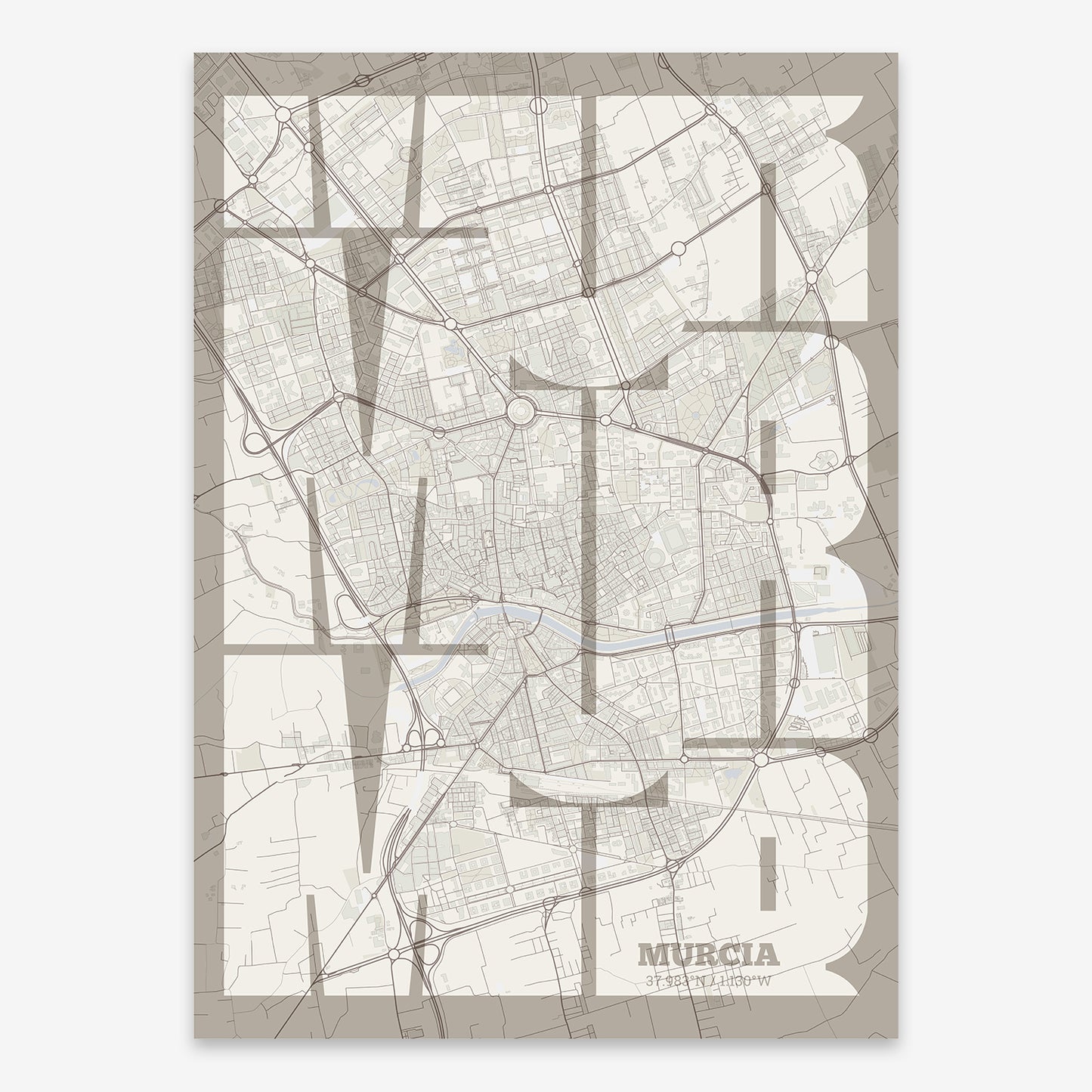 Murcia Map V03 Rustic / No Frame / No