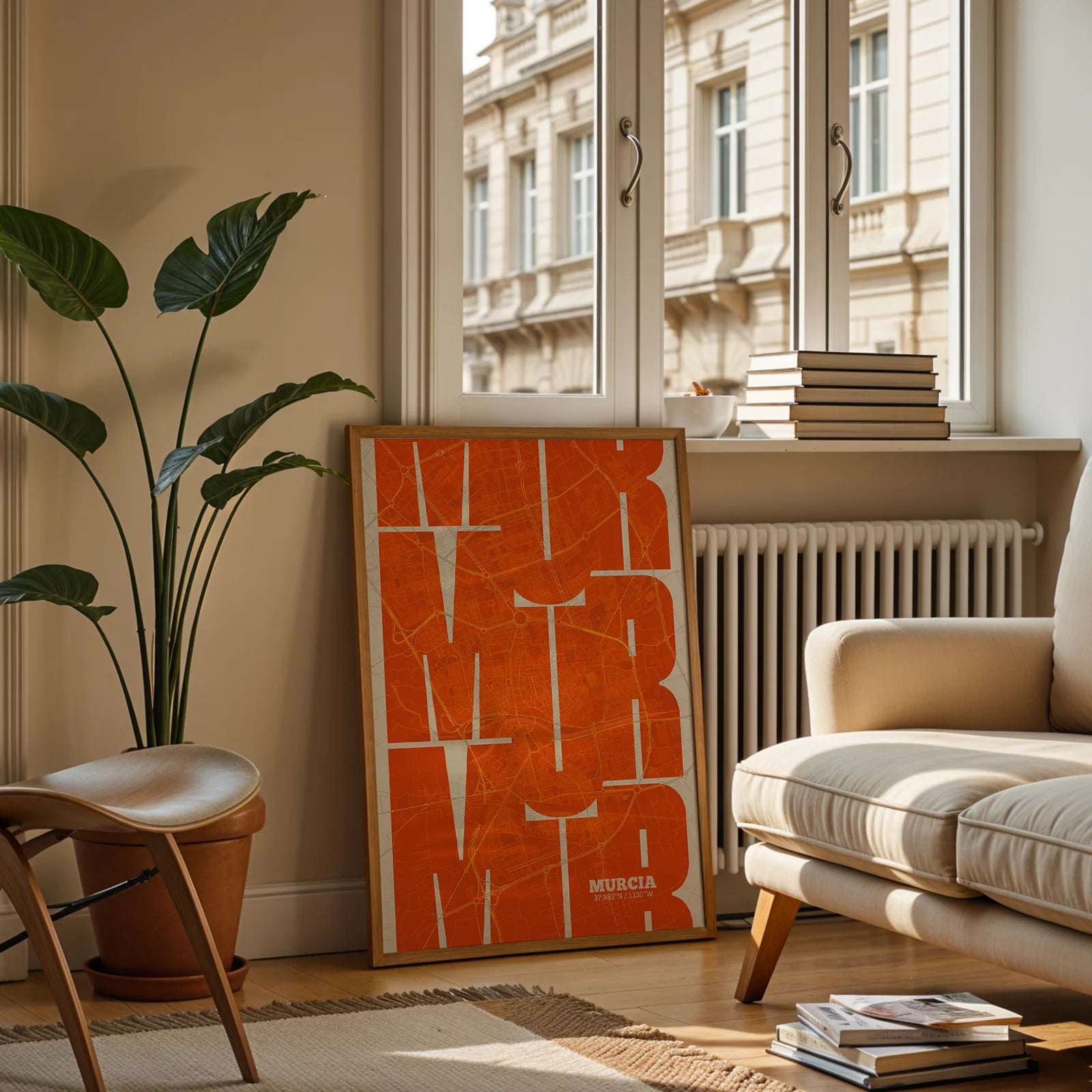 Póster artístico de Murcia con tipografía geométrica - Decoración personalizada