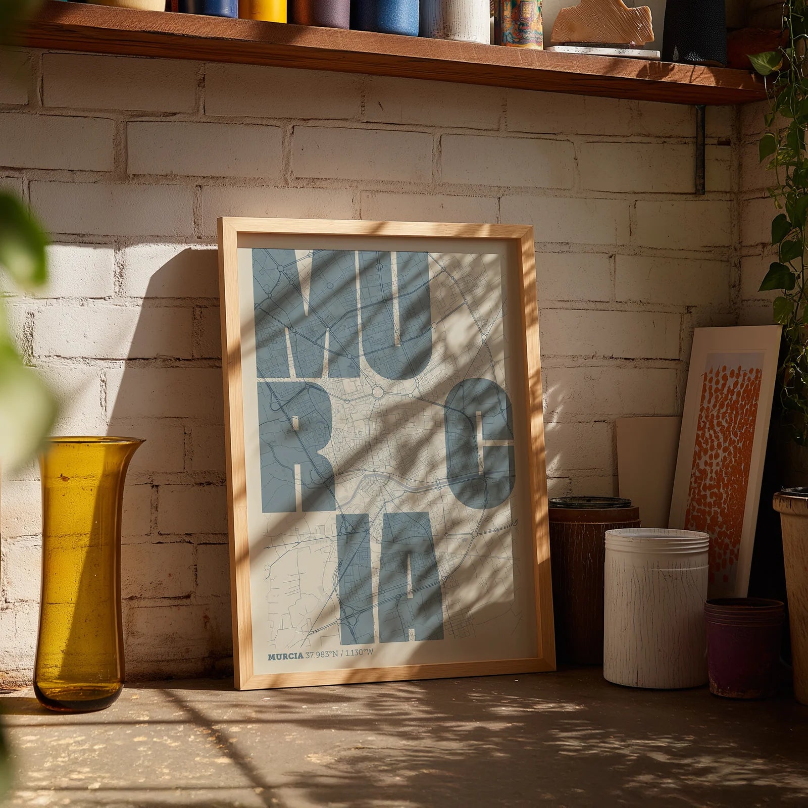 Lámina creativa de Murcia – Diseño gráfico y tipografía sobre mapa