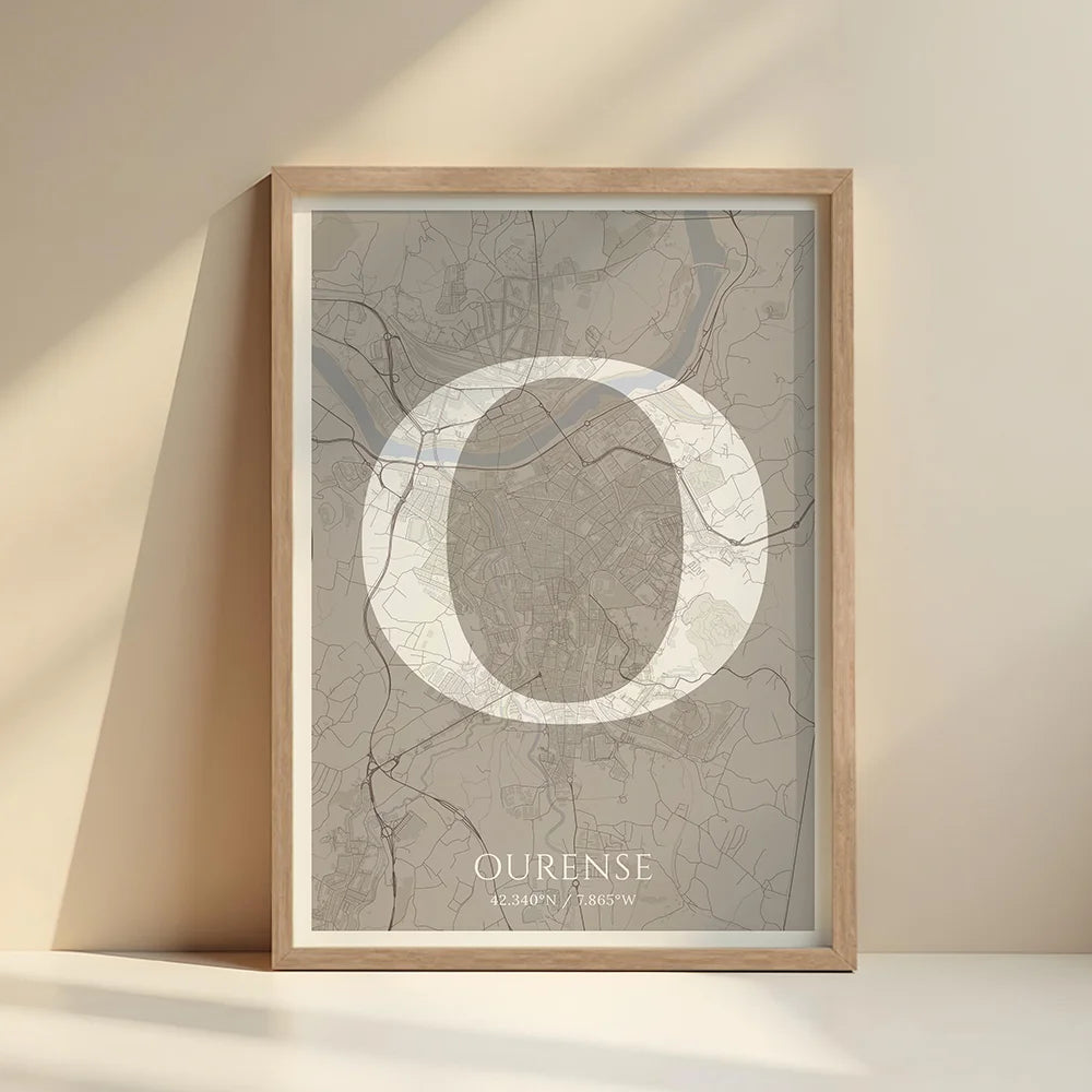 Lámina elegante de Ourense – Póster minimalista y sofisticado