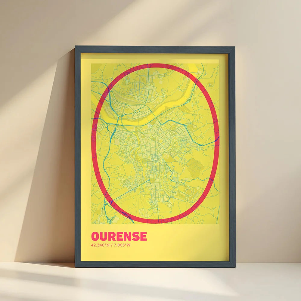 Póster decorativo de Ourense – Arte tipográfico ultrafino