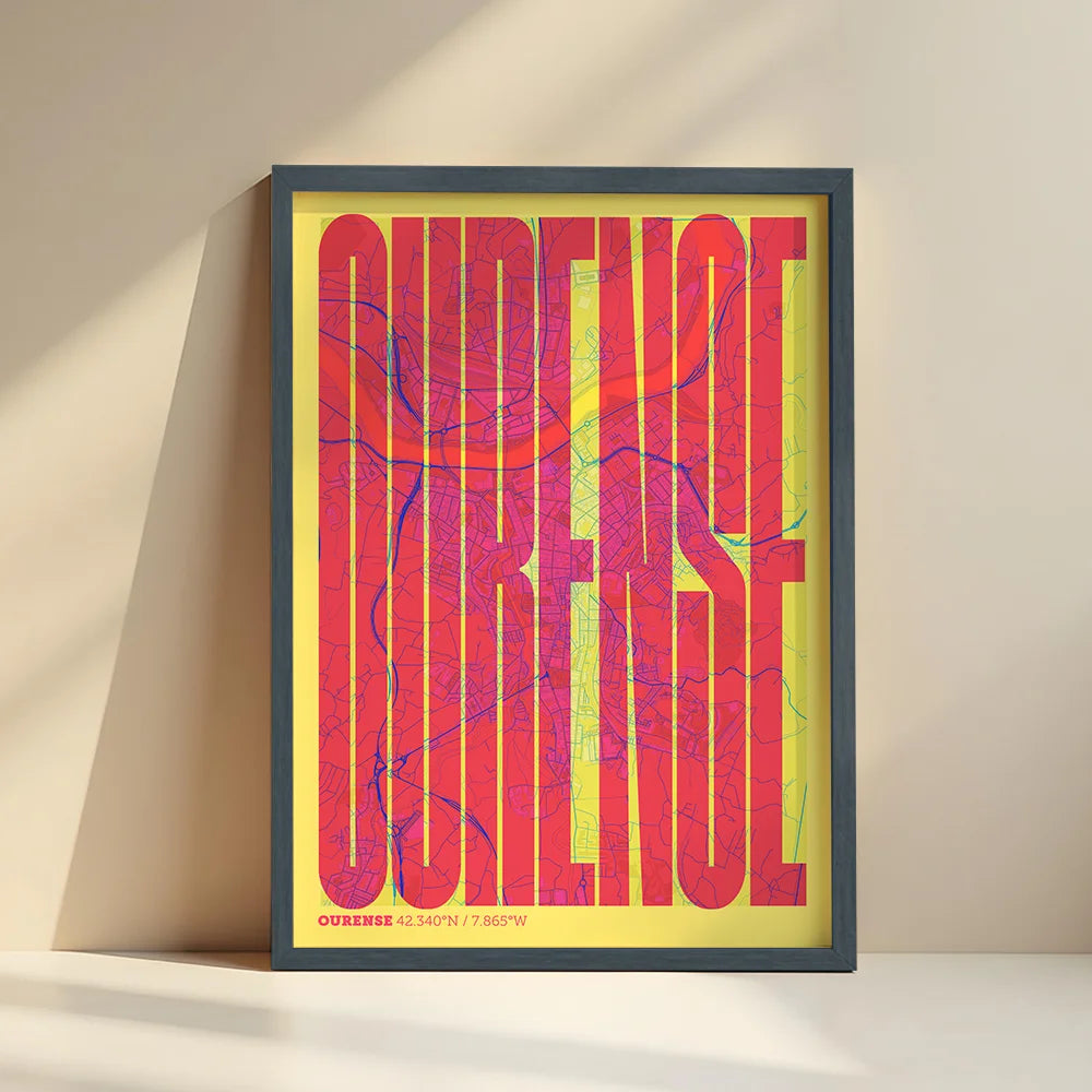 Recuerdo gráfico de Ourense – Lámina tipográfica contemporánea