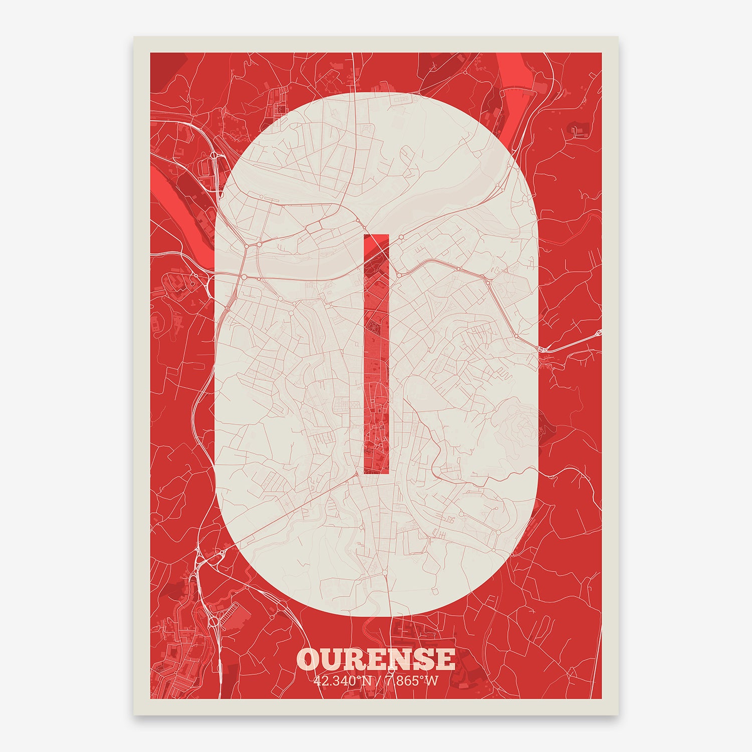 Ourense Map V02 Boho / No Frame / No