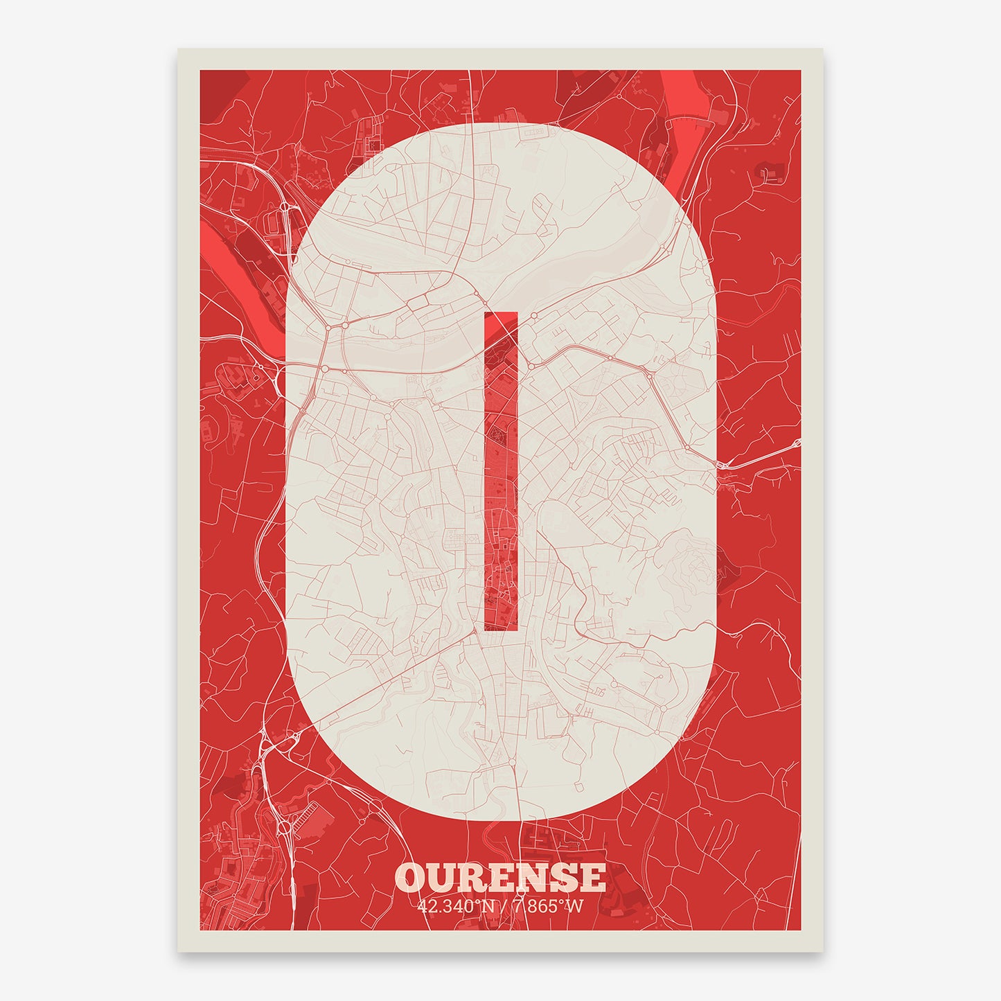 Ourense Map V02 Boho / No Frame / Yes