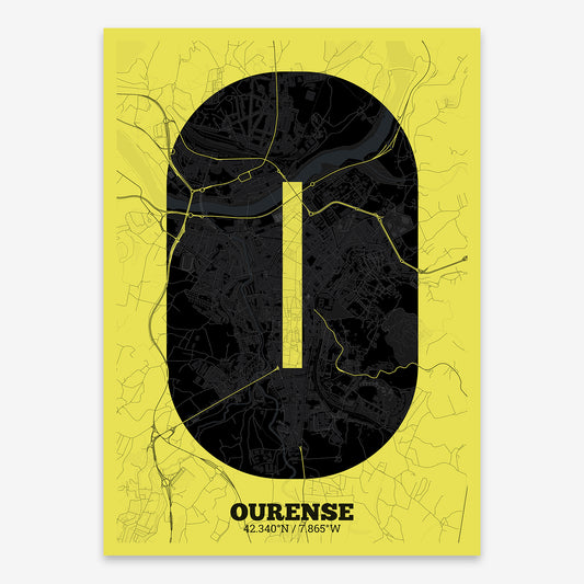 Ourense Map V02 Night / Frame / Yes