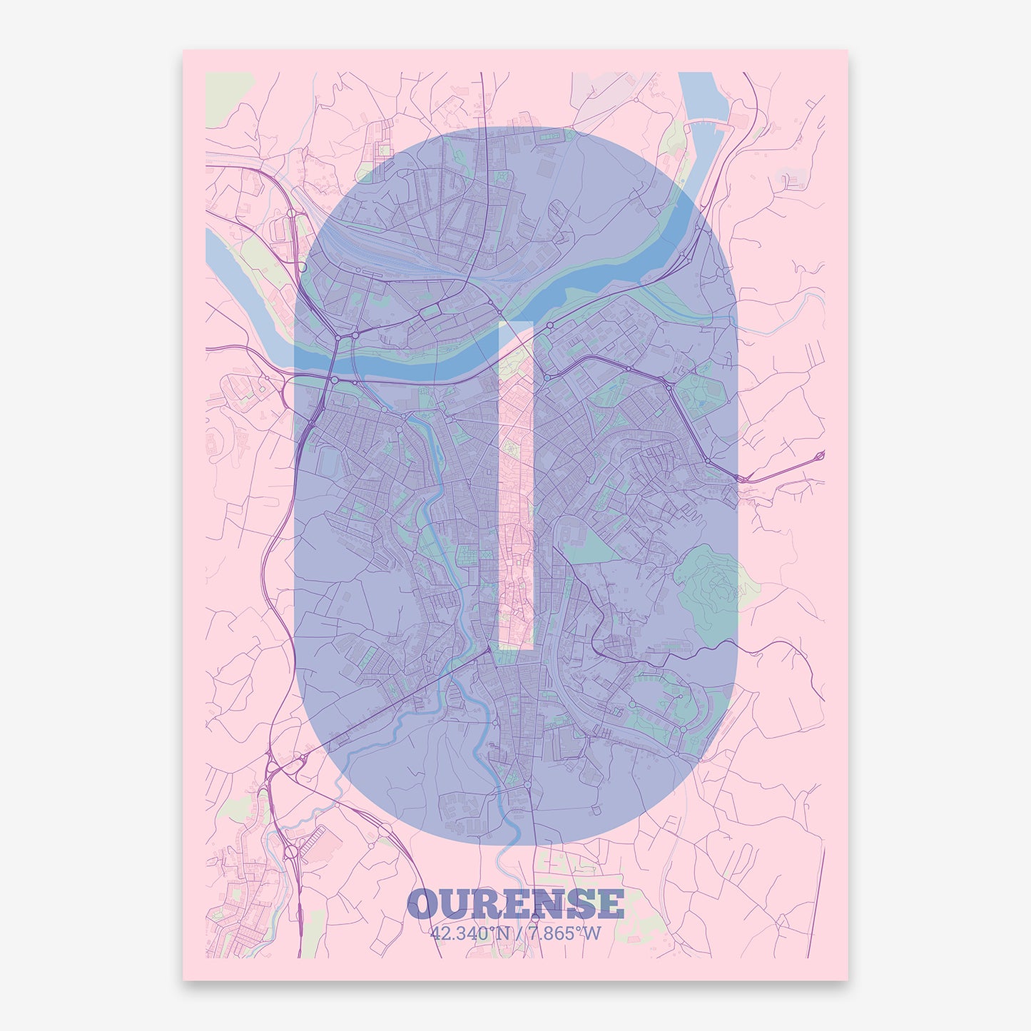 Ourense Map V02 Nursery / No Frame / No