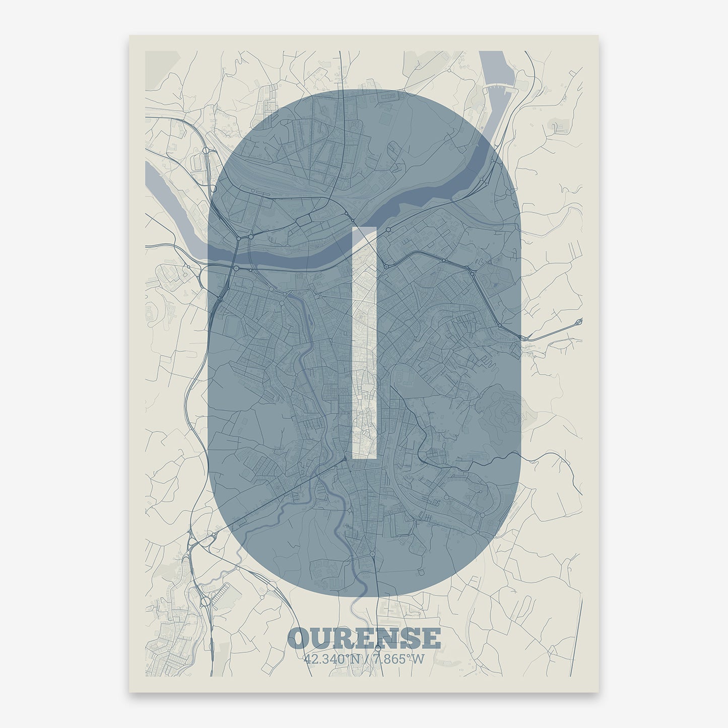 Ourense Map V02 Seaside / No Frame / No