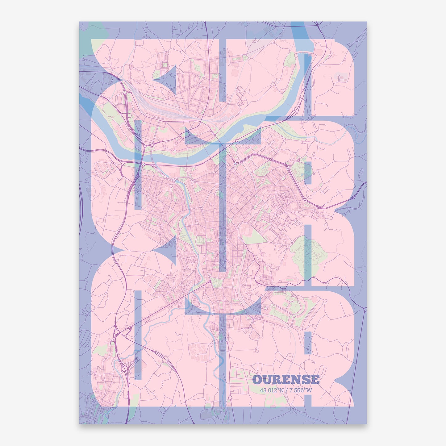 Ourense Map V03 Nursery / No Frame / No