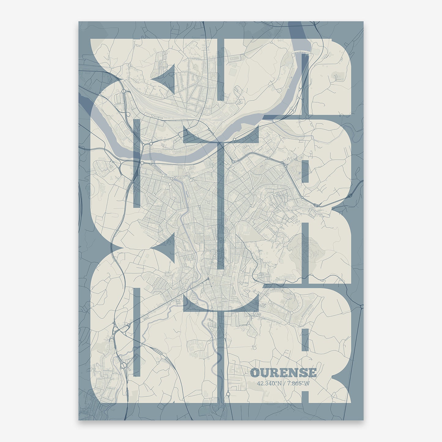 Ourense Map V03 Seaside / No Frame / Yes