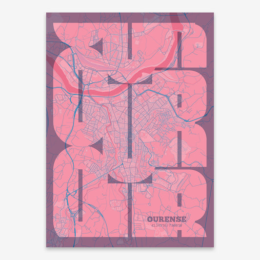 Ourense Map V03 Tuscan / Frame / Yes