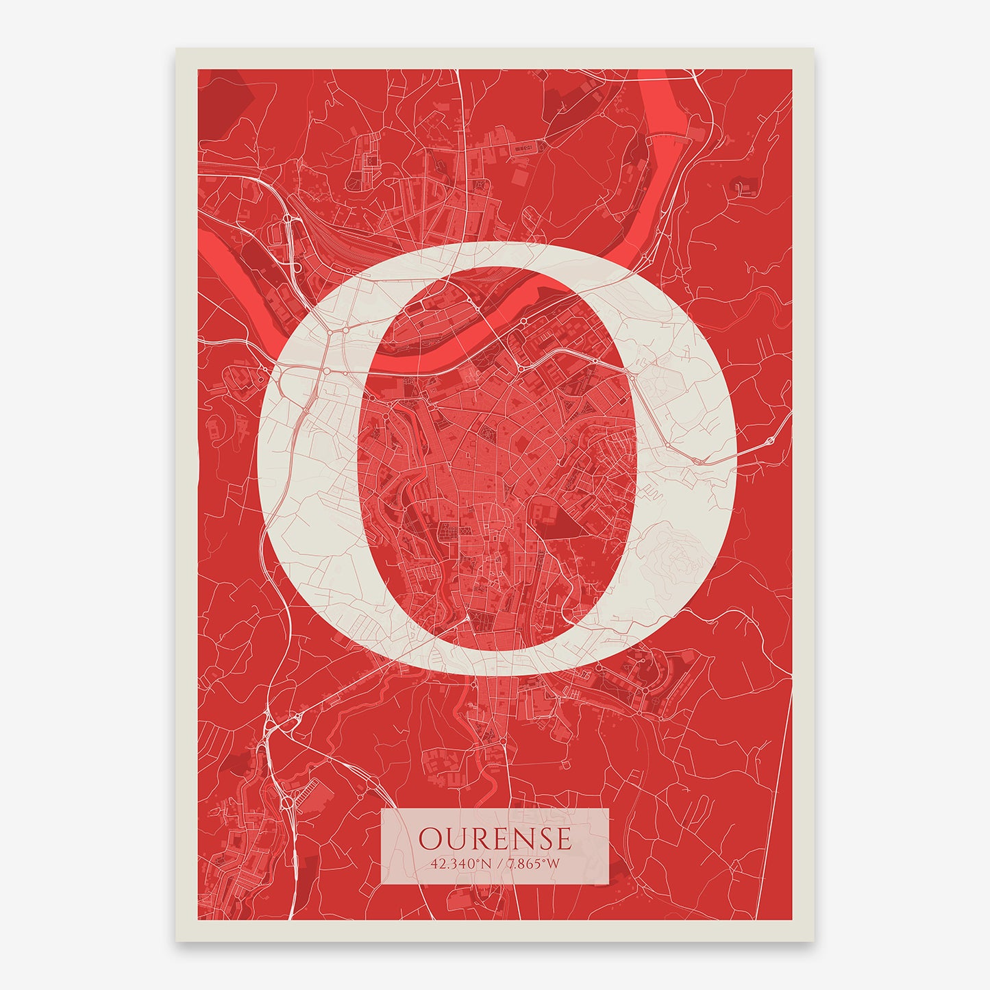 Ourense Map V06 Boho / Frame / No