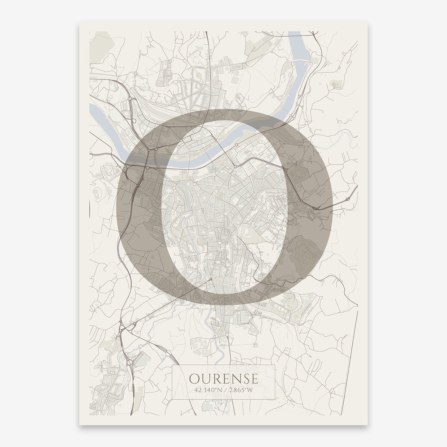 Ourense Map V06 Rustic / No Frame / No