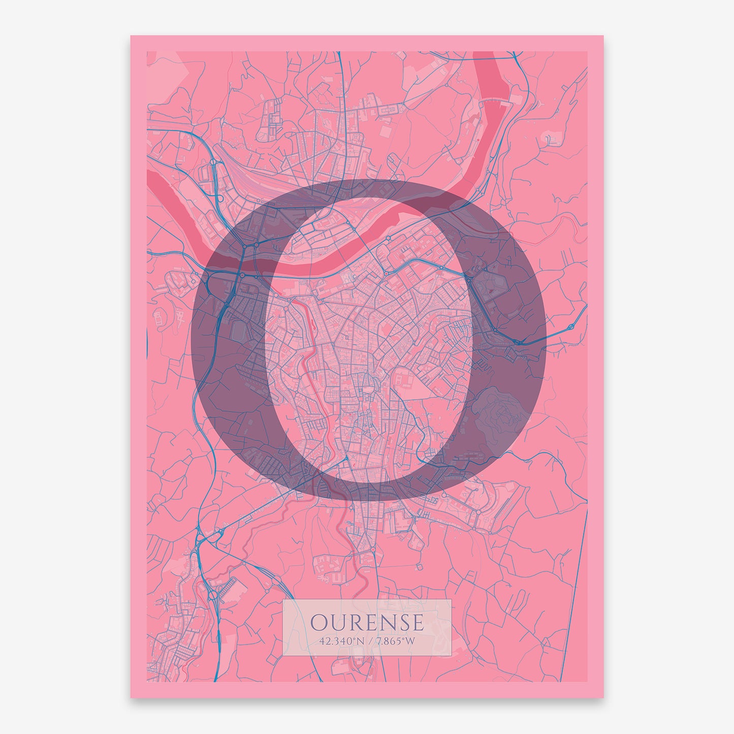 Ourense Map V06 Tuscan / Frame / No