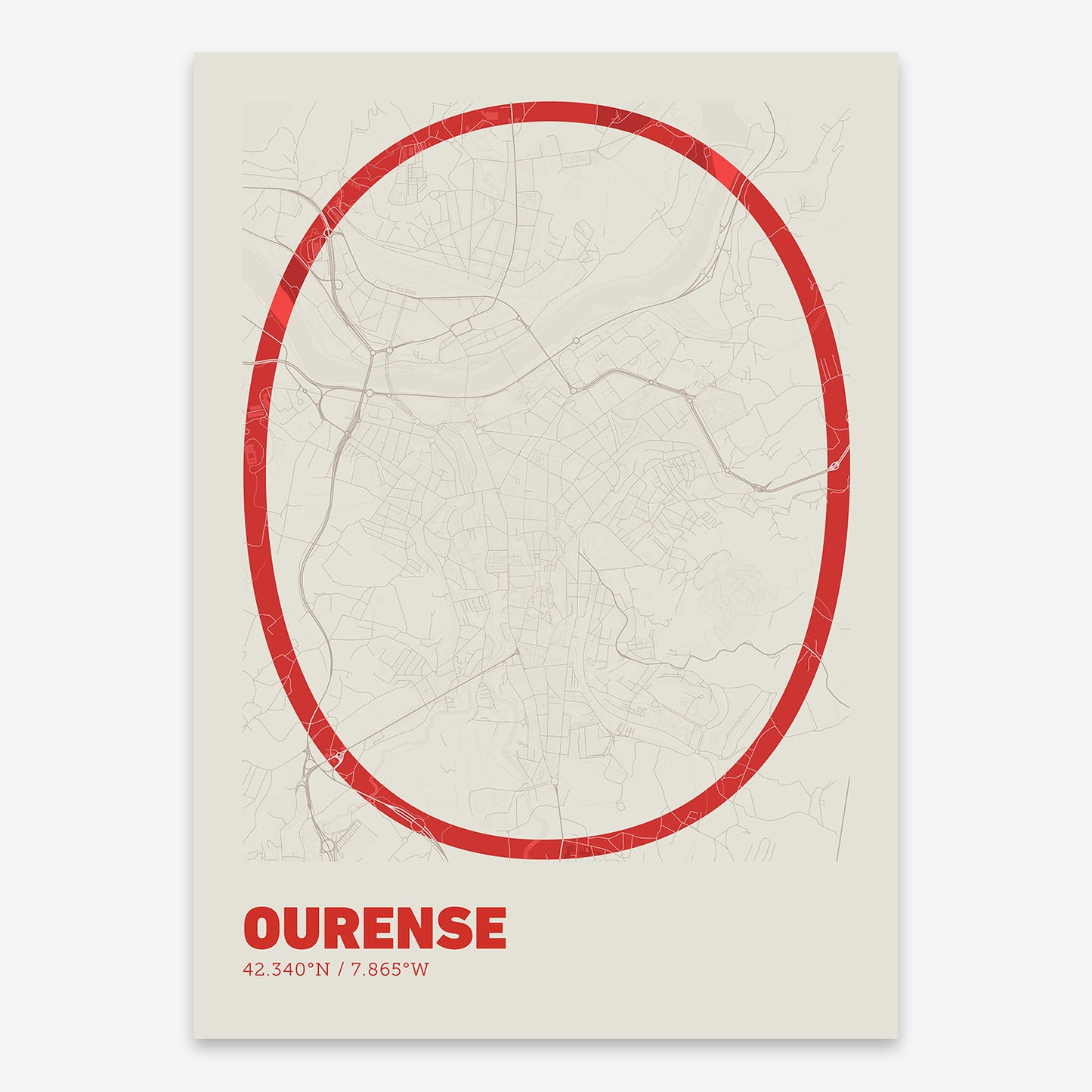 Ourense Map V07 Boho / No Frame / No