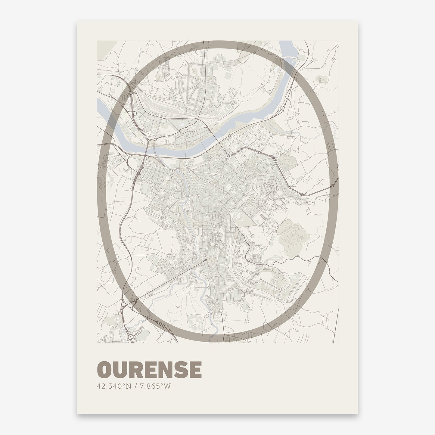 Ourense Map V07 Rustic / No Frame / No