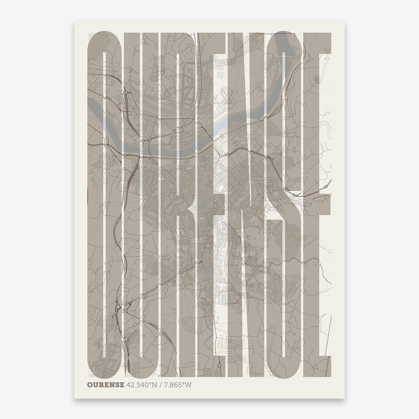 Ourense Map V09 Rustic / No Frame / No