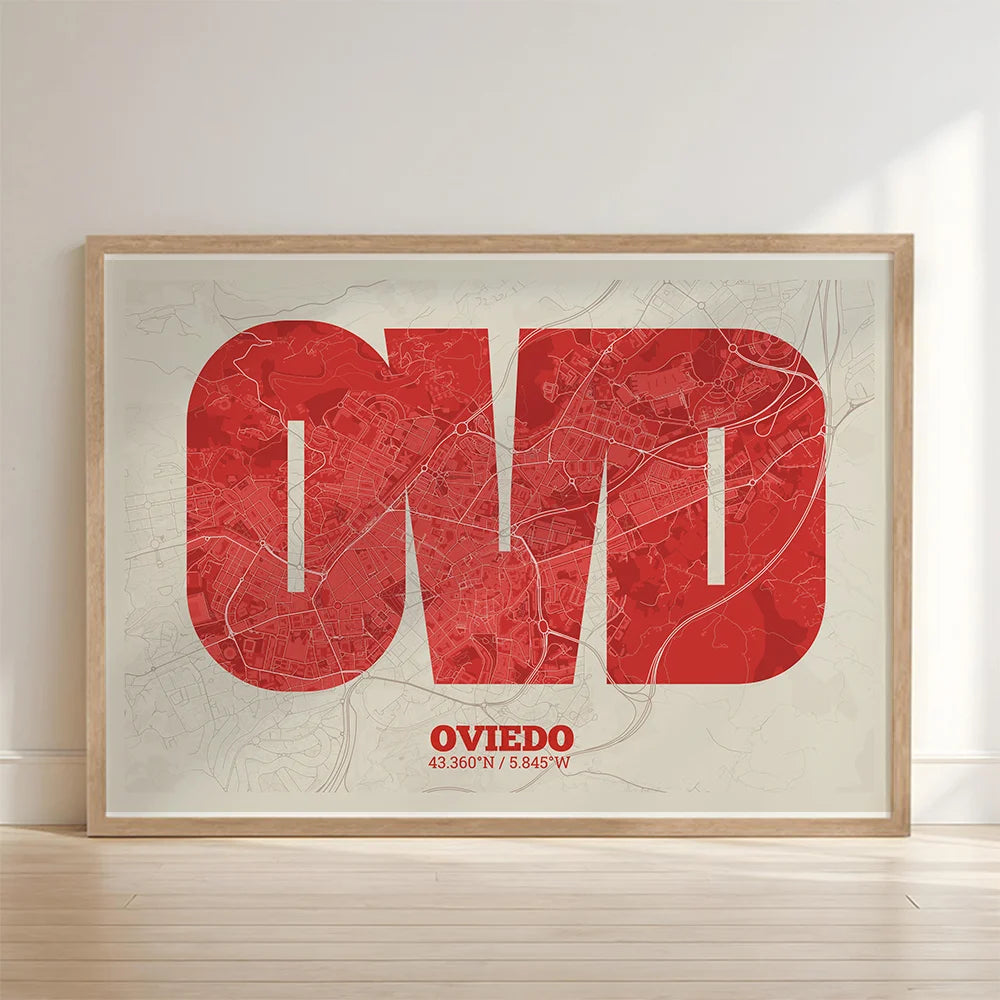Decorative print of Oviedo – Modern typographic art