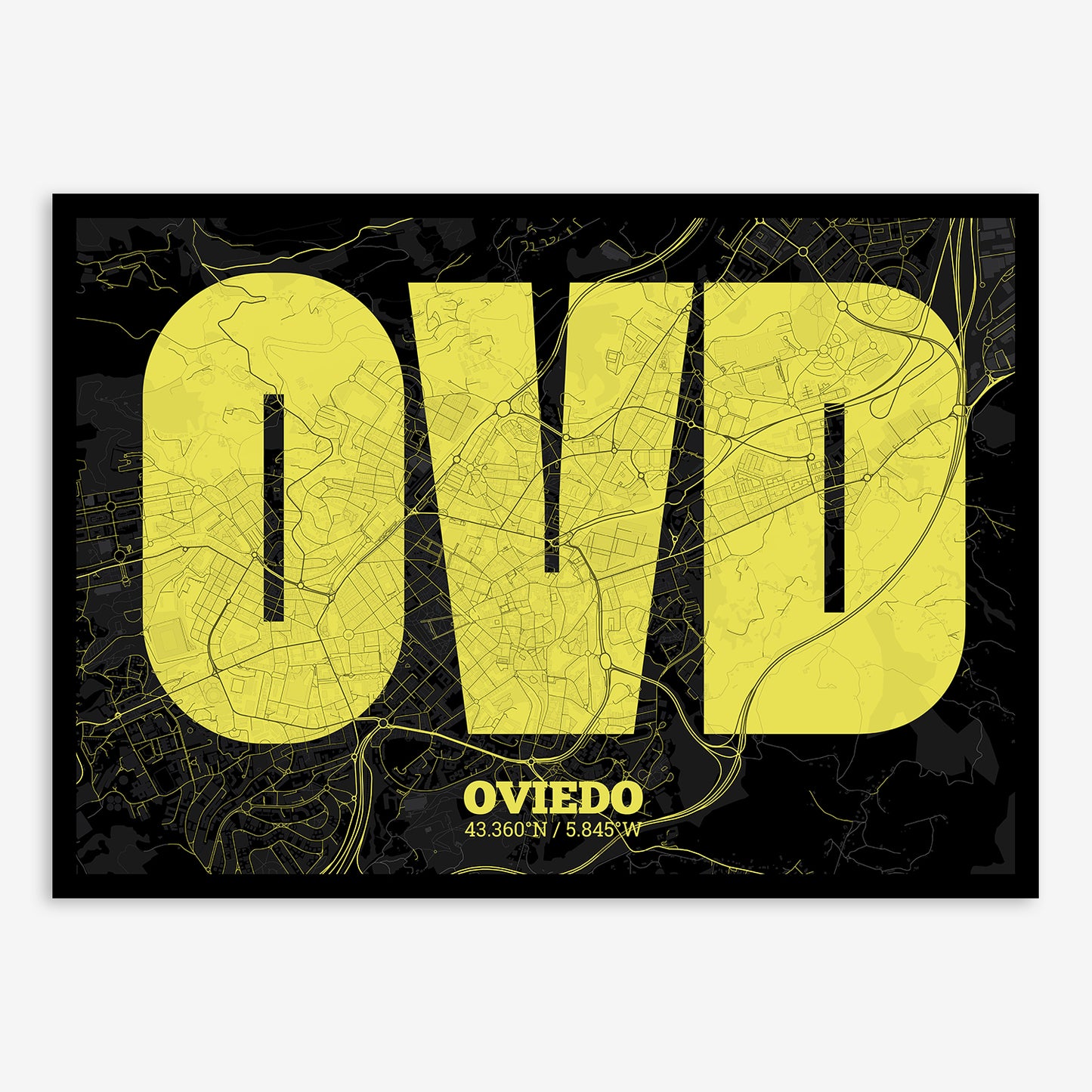 Oviedo Map V02 Night / Frame / No