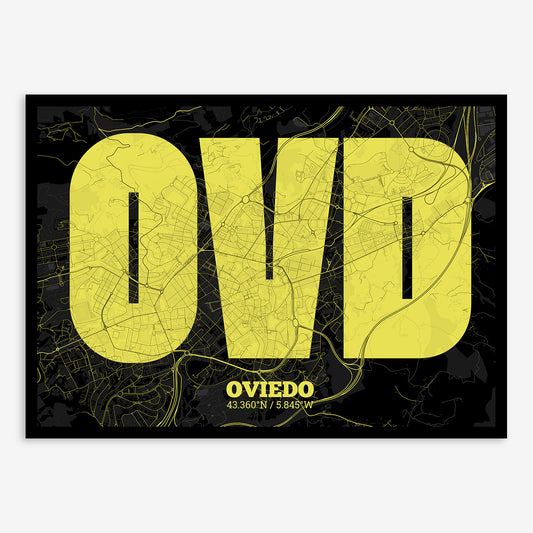 Oviedo Map V02 Night / Frame / Yes