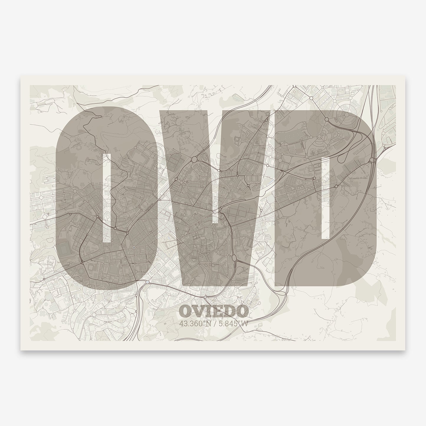 Oviedo Map V02 Rustic / No Frame / No