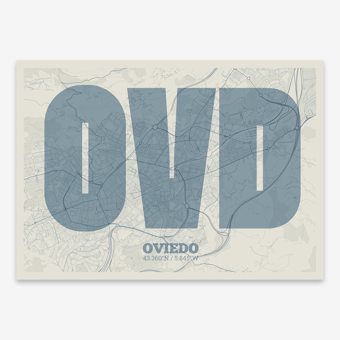 Oviedo Map V02 Seaside / Frame / Yes