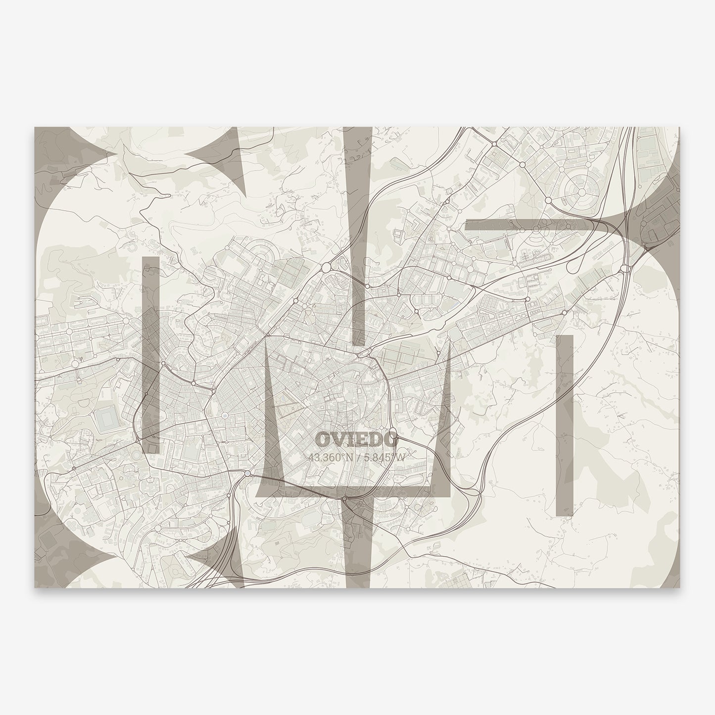 Oviedo Map V03 Rustic / No Frame / No