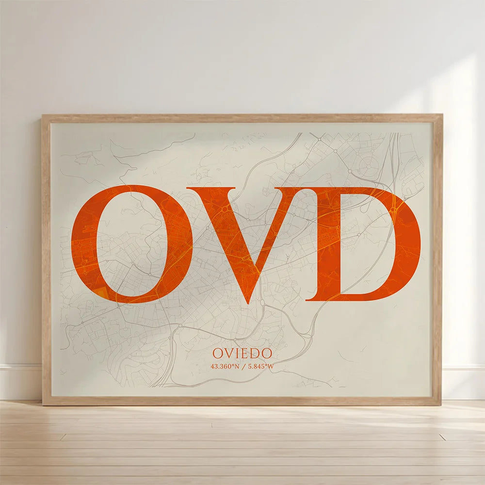 Lámina elegante de Oviedo – Póster minimalista y sofisticado