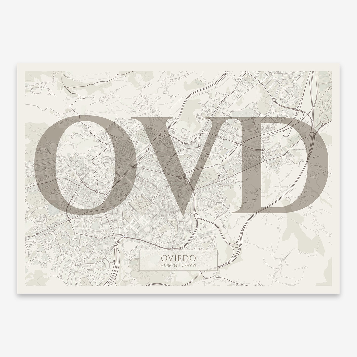 Oviedo Map V06 Rustic / No Frame / No