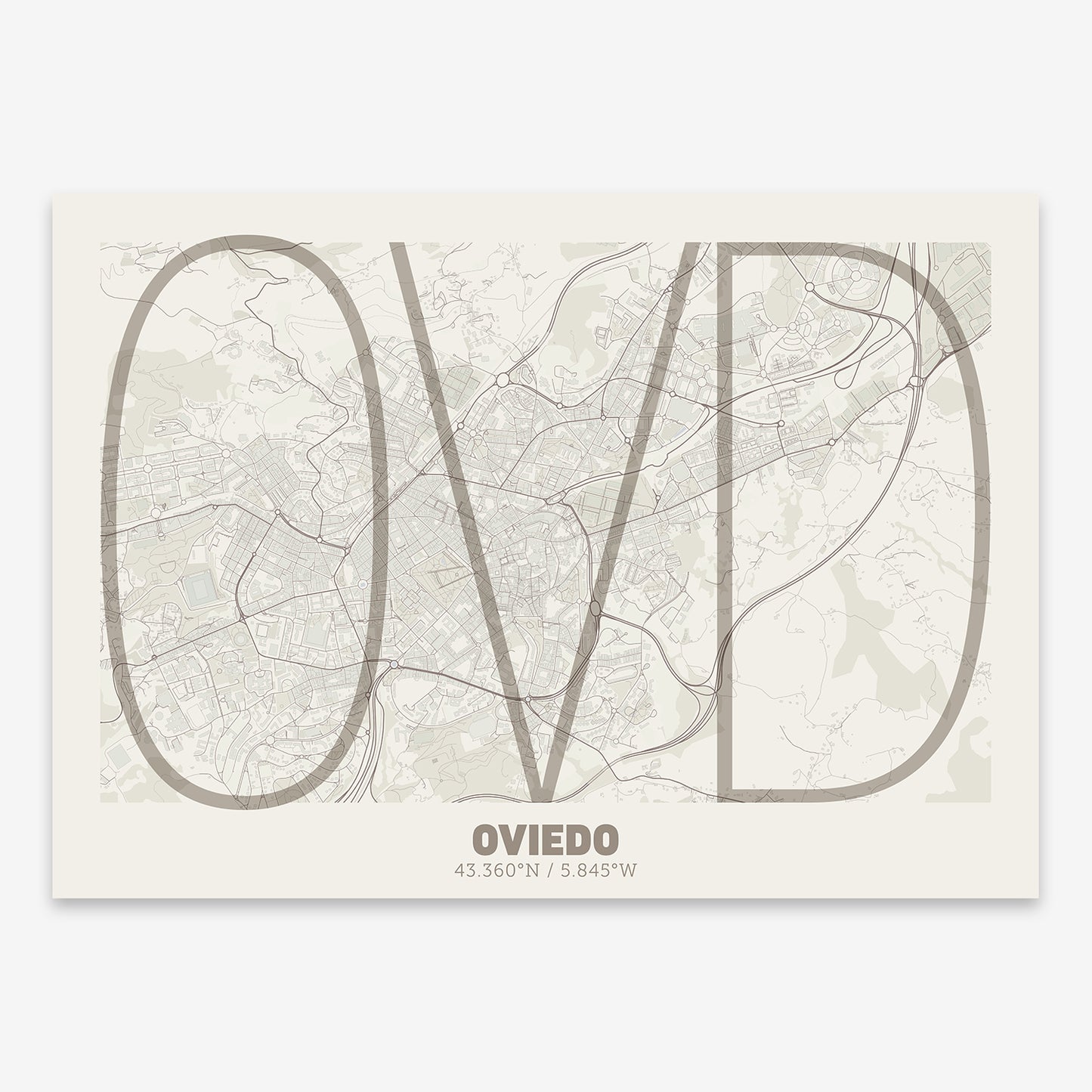 Oviedo Map V07 Rustic / No Frame / No