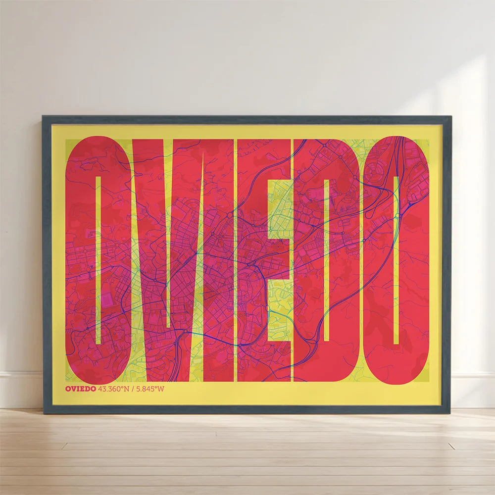 Graphic souvenir of Oviedo – Contemporary typographic print