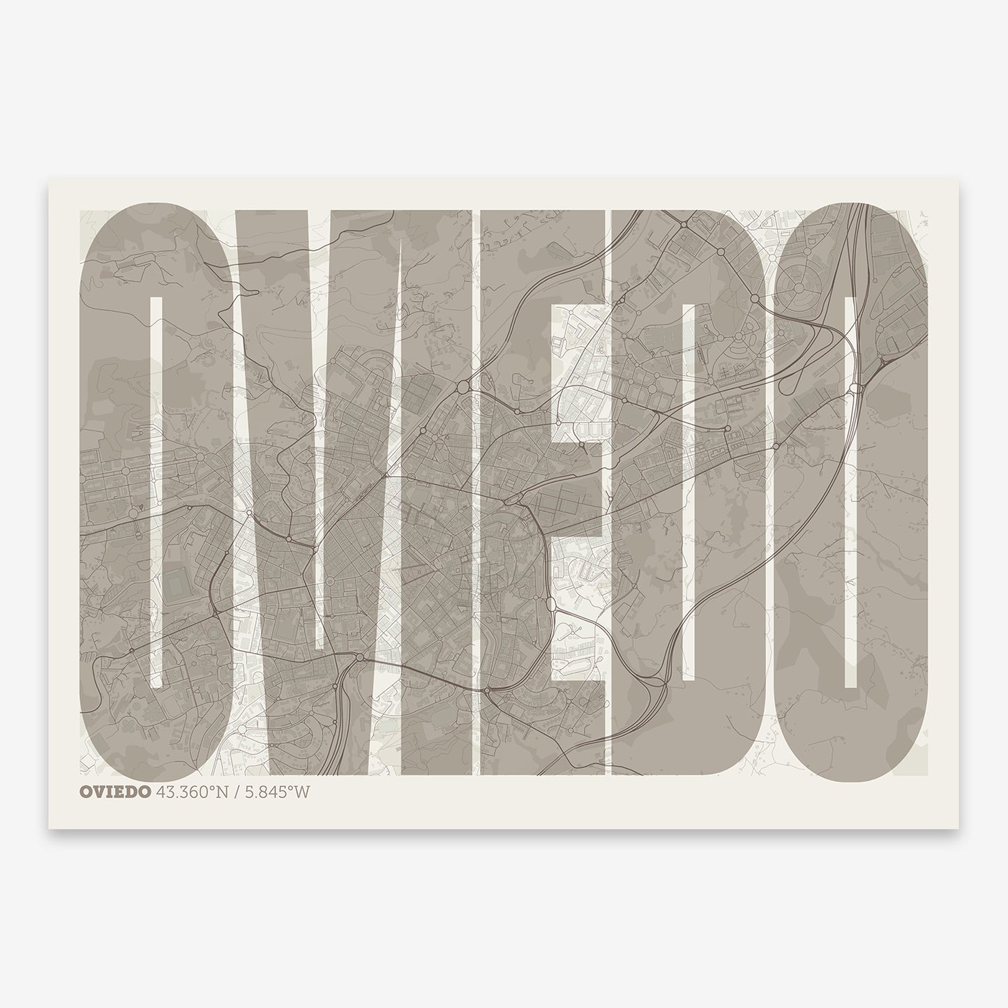 Oviedo Map V09 Rustic / No Frame / No