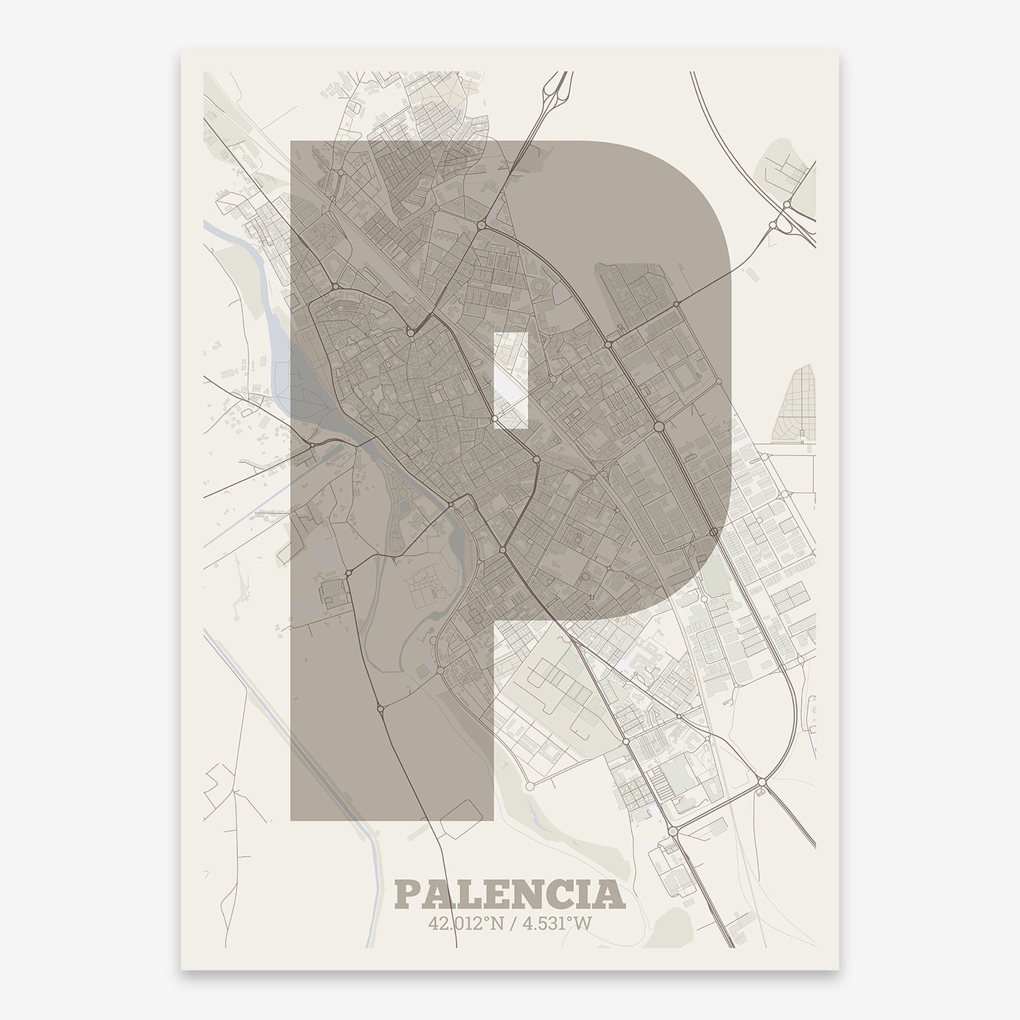 Palencia Map V02 Rustic / No Frame / No