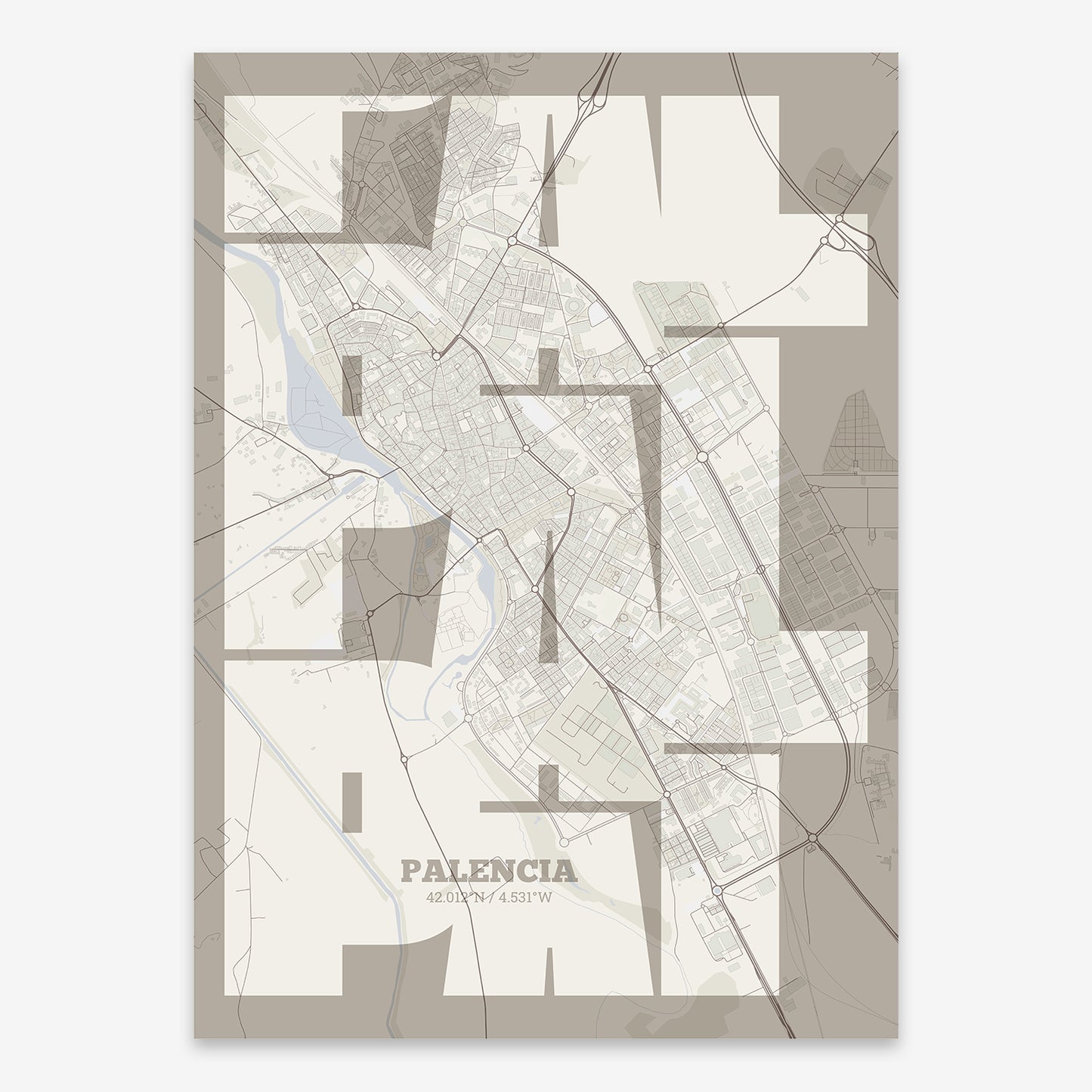 Palencia Map V03 Rustic / No Frame / No