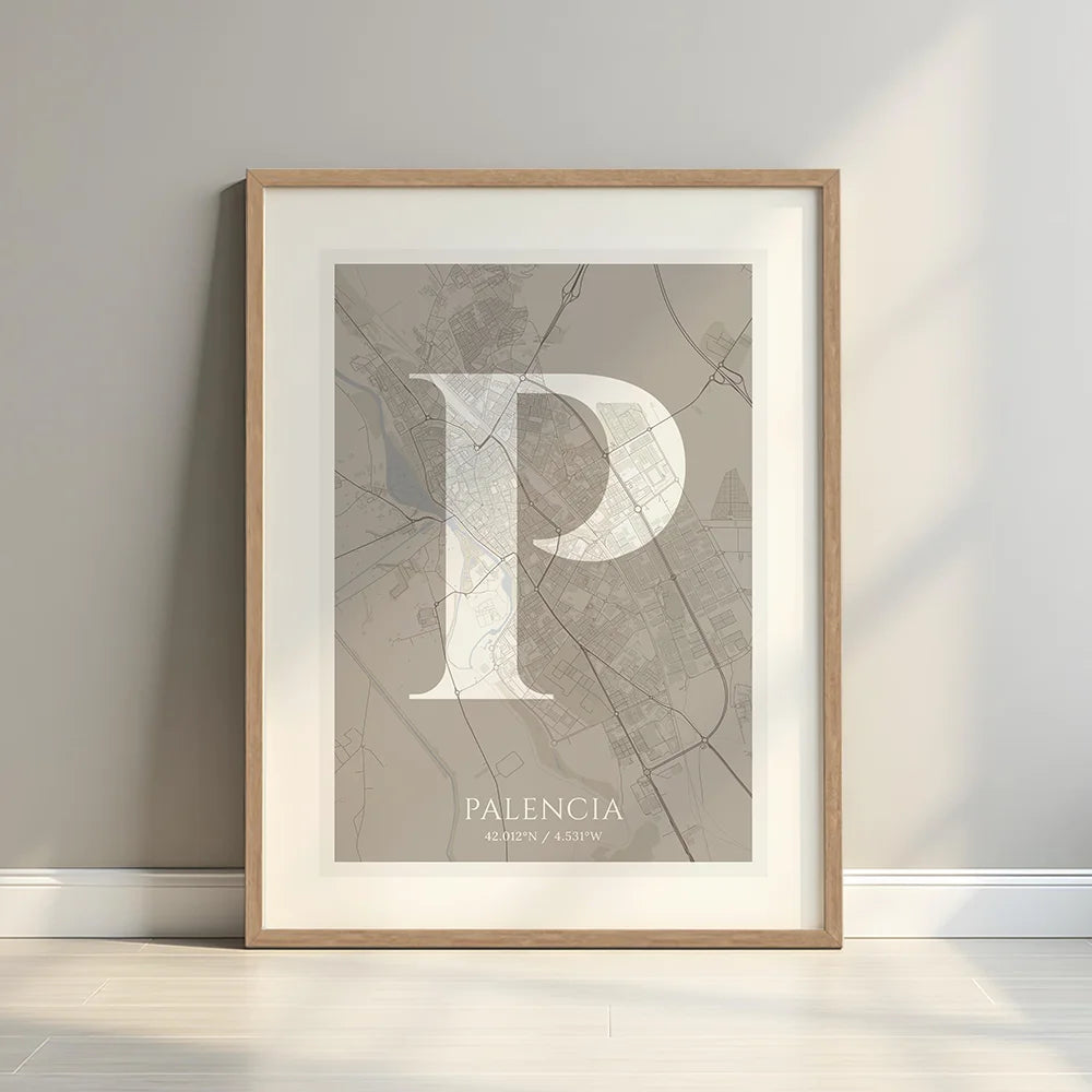 Lámina elegante de Palencia – Póster minimalista y sofisticado