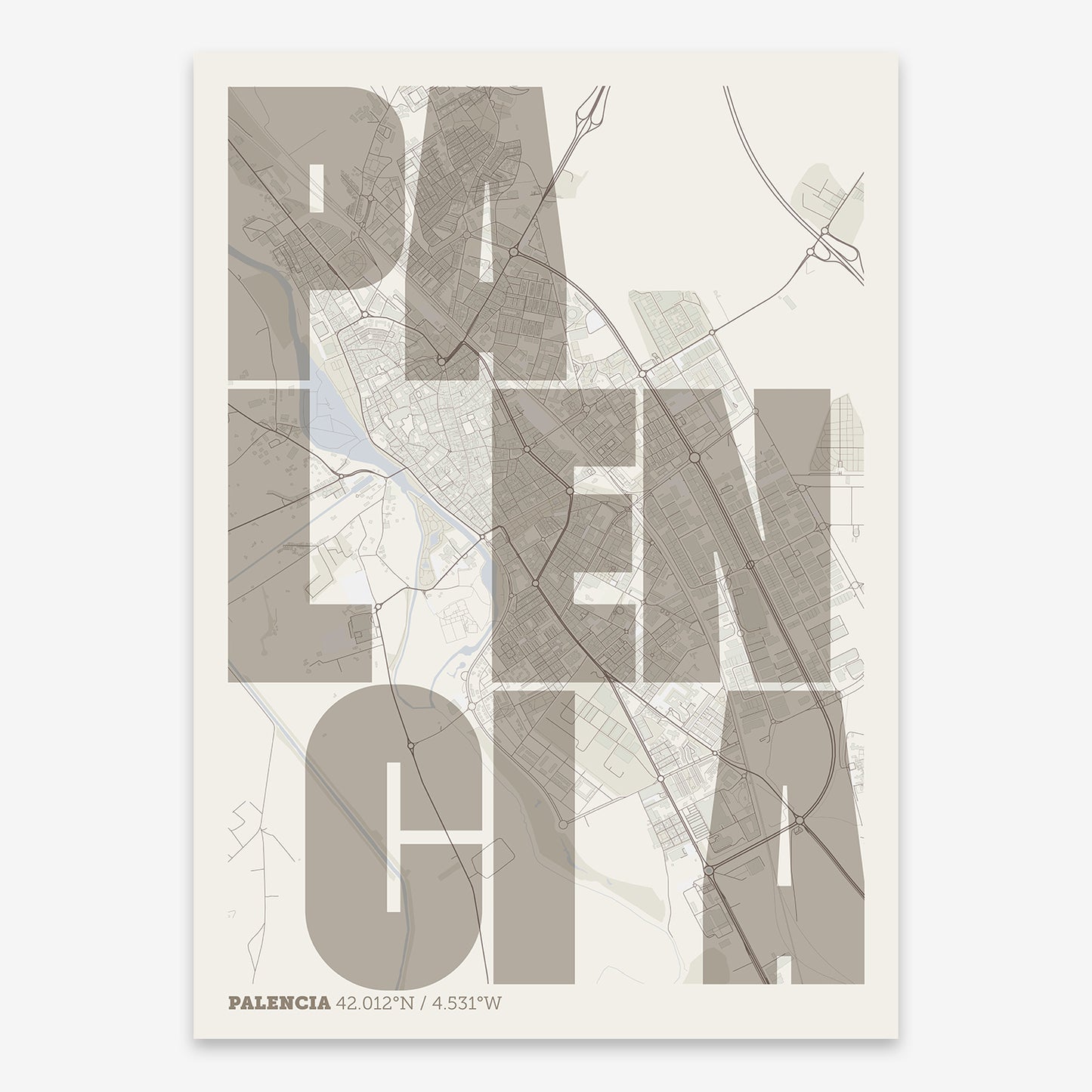 Palencia Map V08 Rustic / Frame / Yes