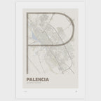 Lámina tipográfica de Palencia – diseño Ultrafina, sin marco sobre papel