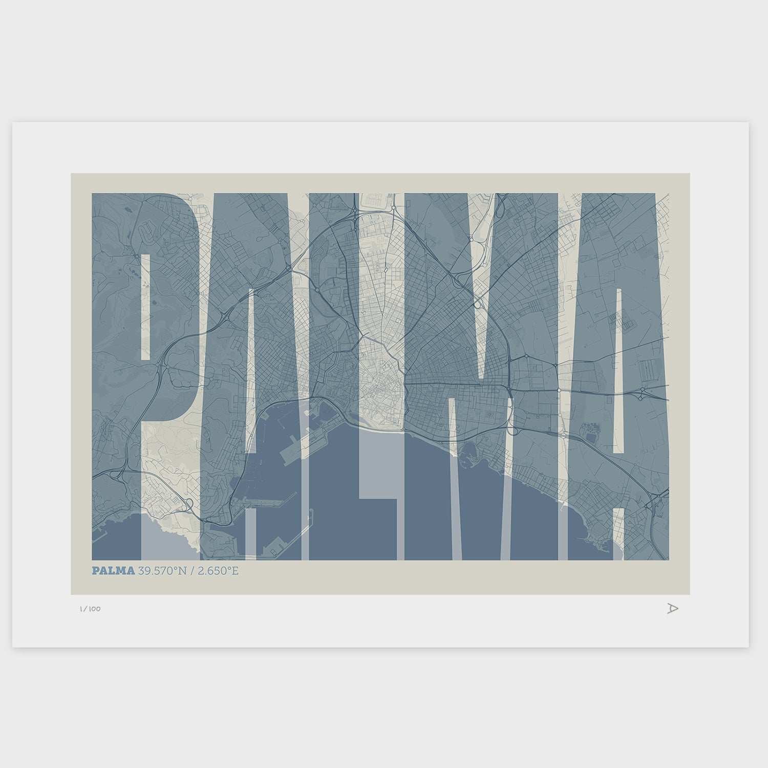 Lámina tipográfica de Palma – diseño Extra Comprimida, sin marco sobre papel