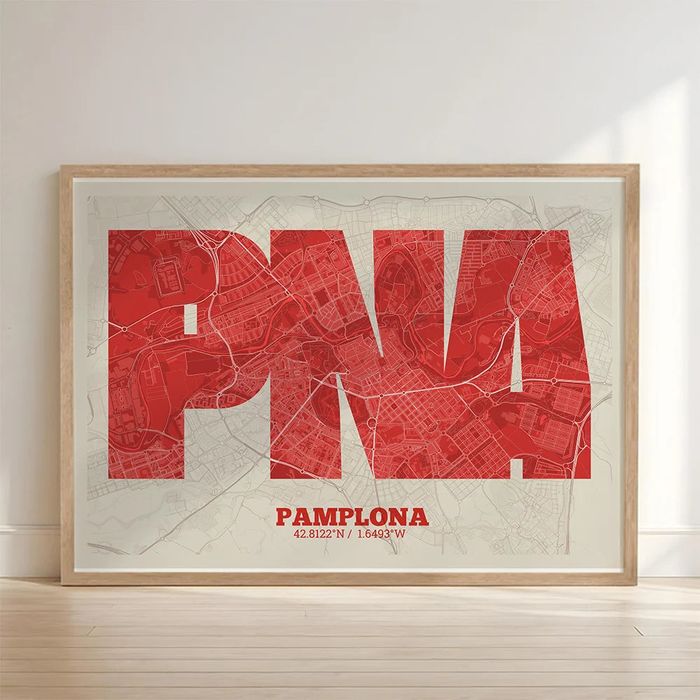 Decorative print of Pamplona – Modern typographic art
