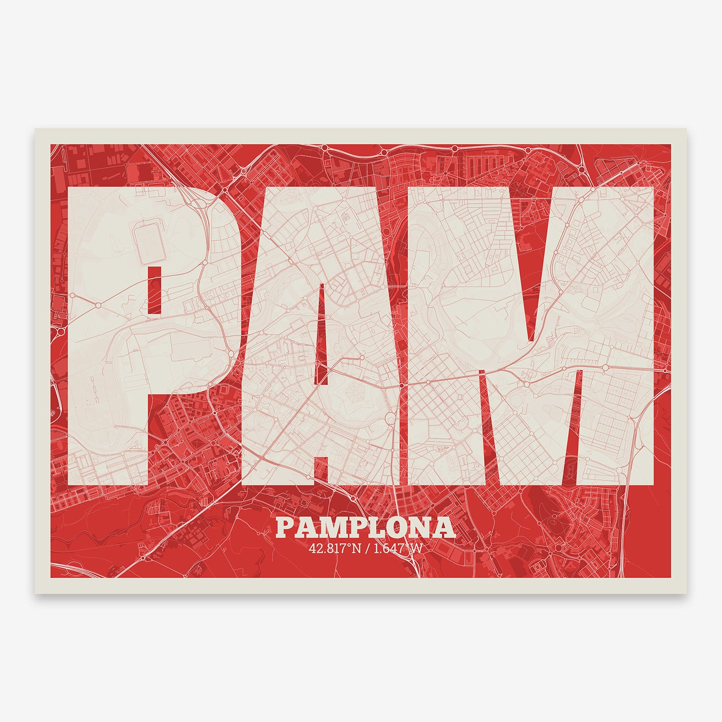 Pamplona Map V02 Boho / Frame / Yes