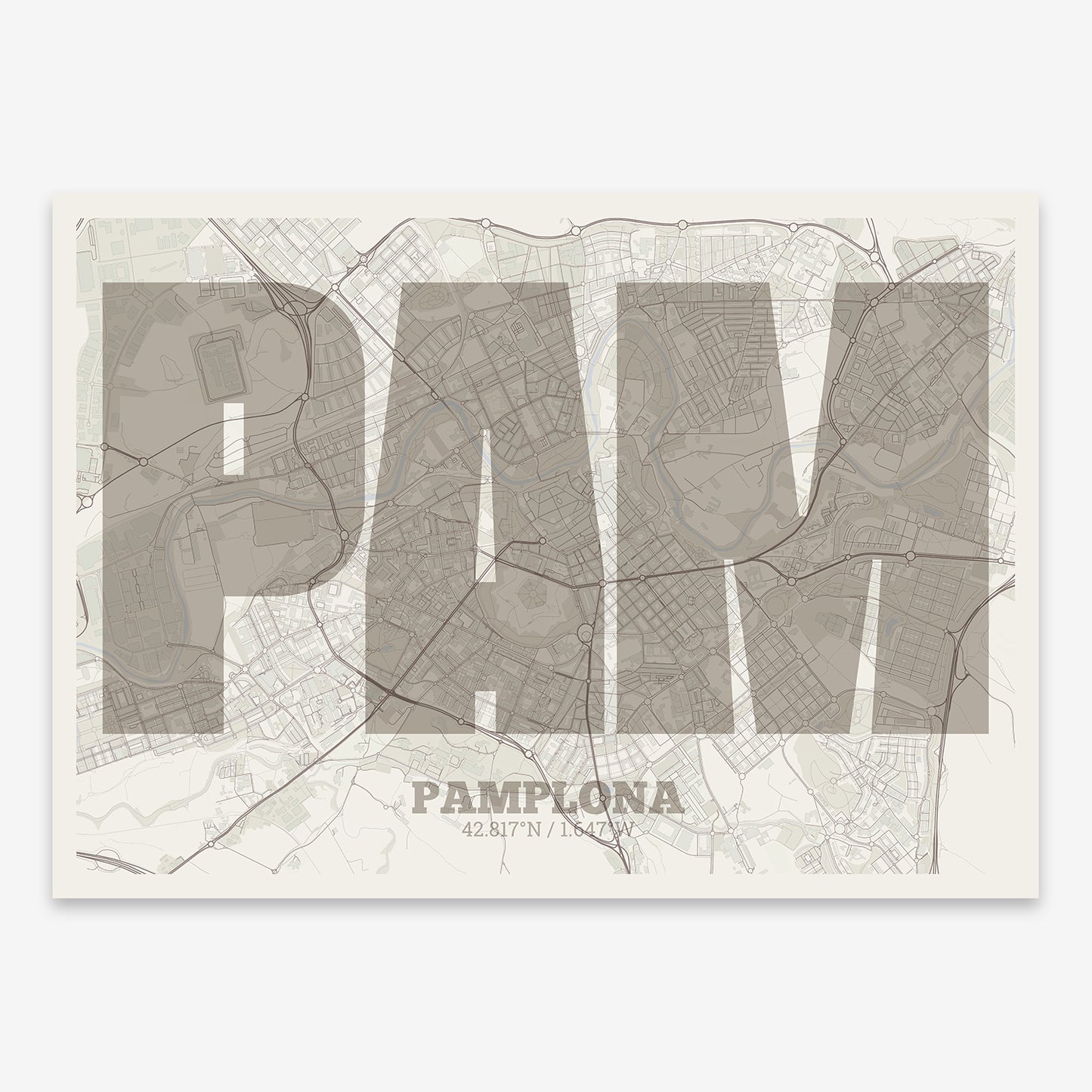 Pamplona Map V02 Rustic / No Frame / No