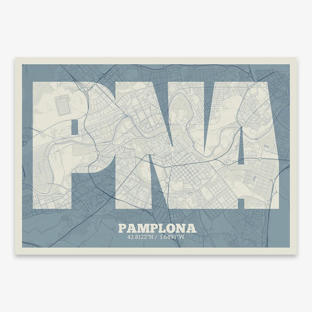 Decorative print of Pamplona – Modern typographic art