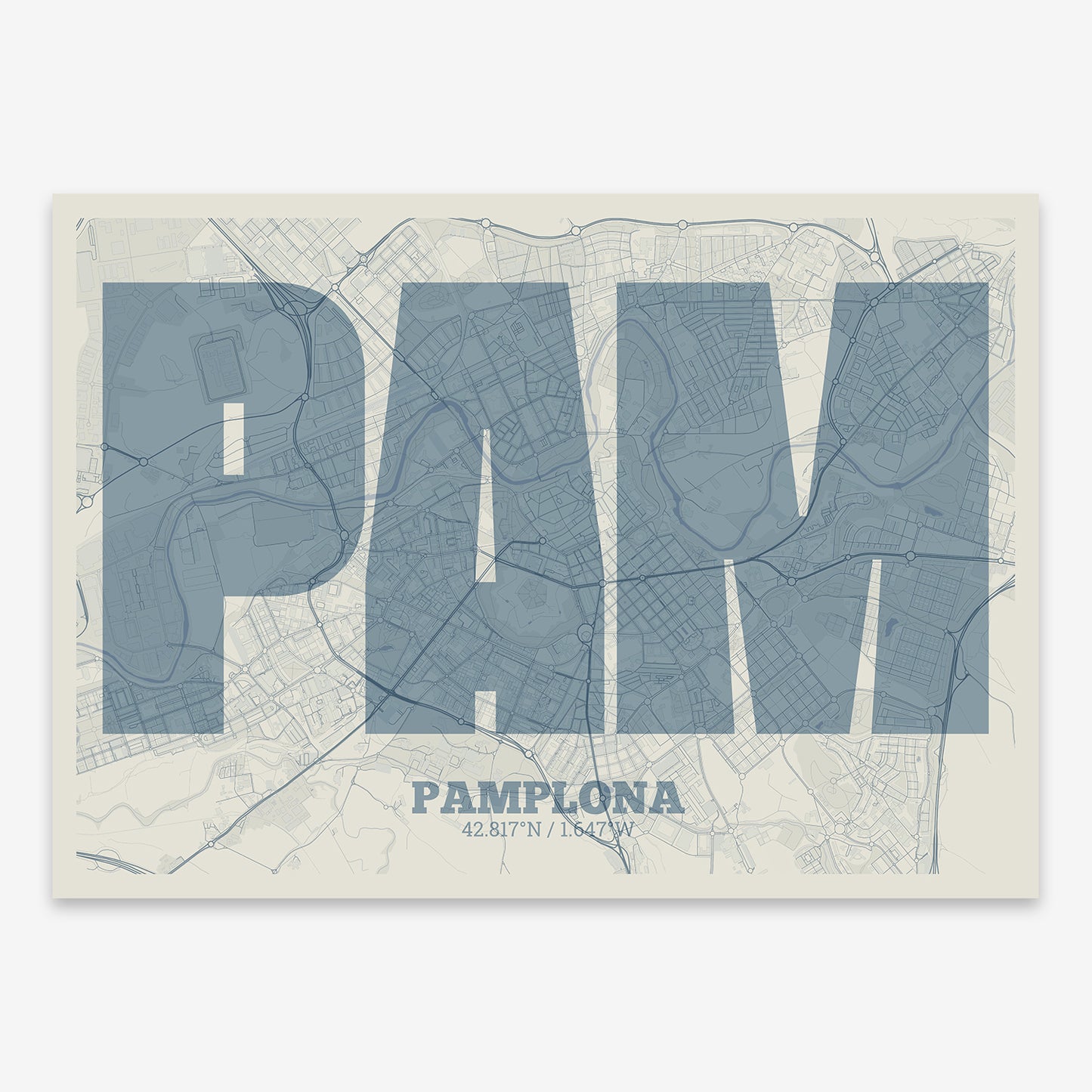 Pamplona Map V02 Seaside / No Frame / No