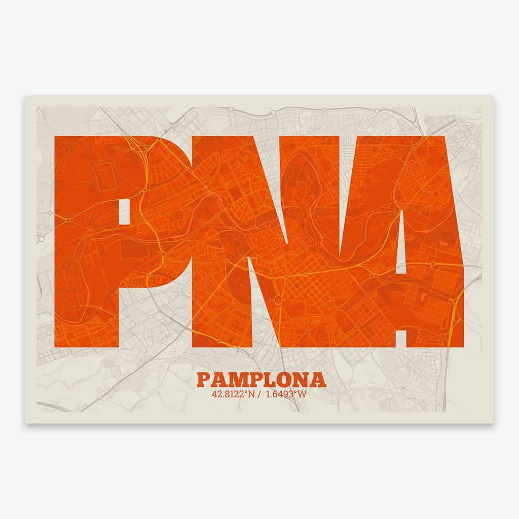 Decorative print of Pamplona – Modern typographic art