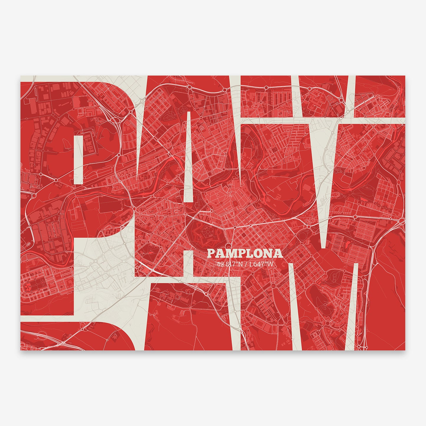 Pamplona Map V03 Boho / Frame / No