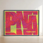 Artistic poster of Pamplona with geometric typography - Custom decoration