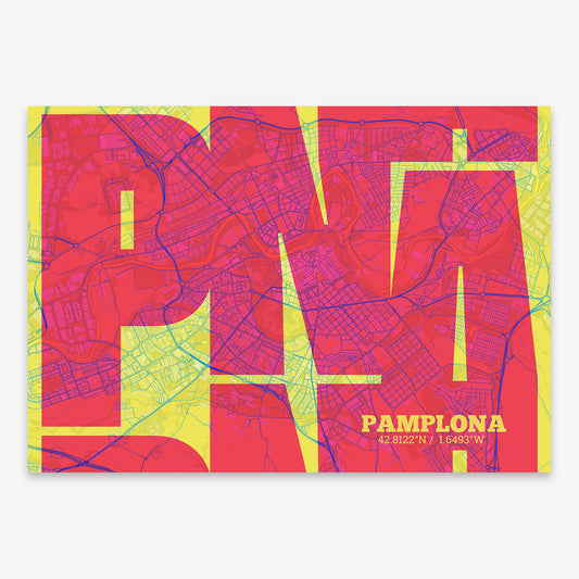 Ilustración de Pamplona con tipografía geométrica – "Las Letras Inseparables"