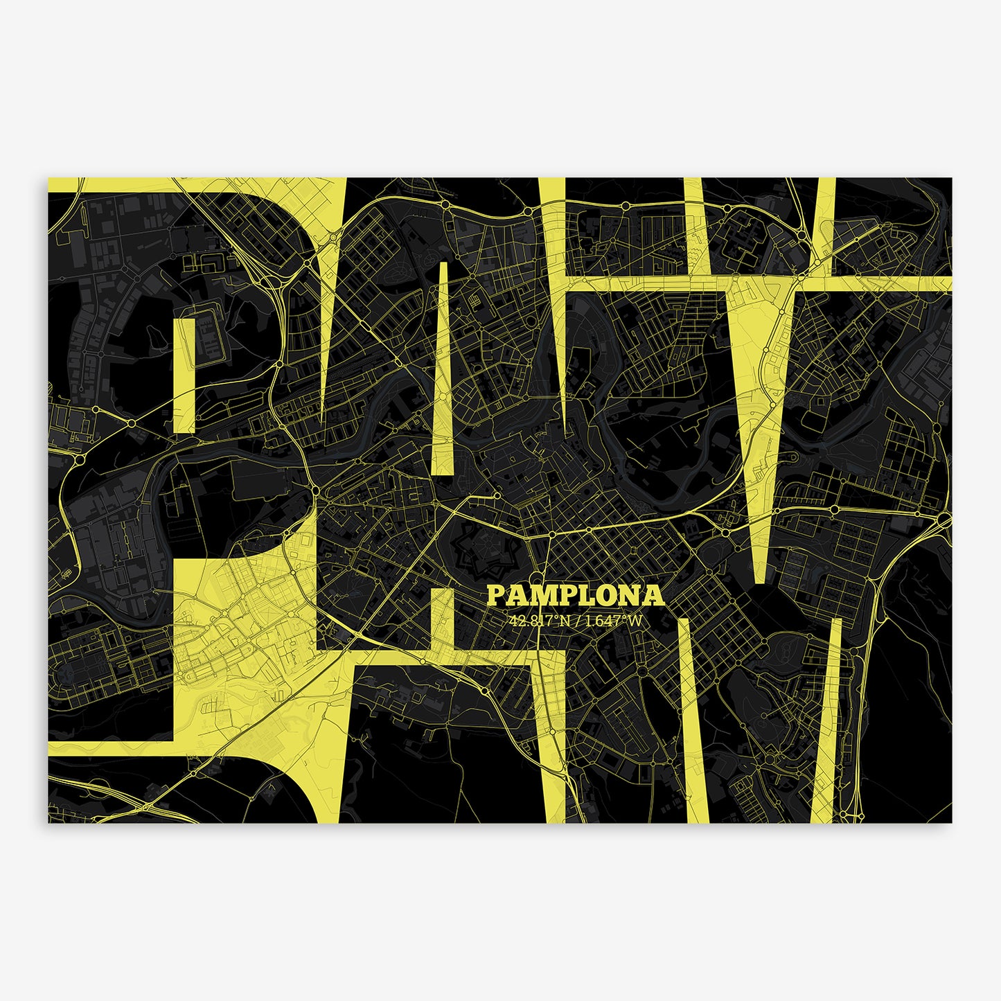 Pamplona Map V03 Night / Frame / No