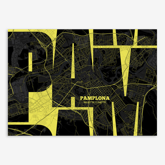 Pamplona Map V03 Night / Frame / Yes