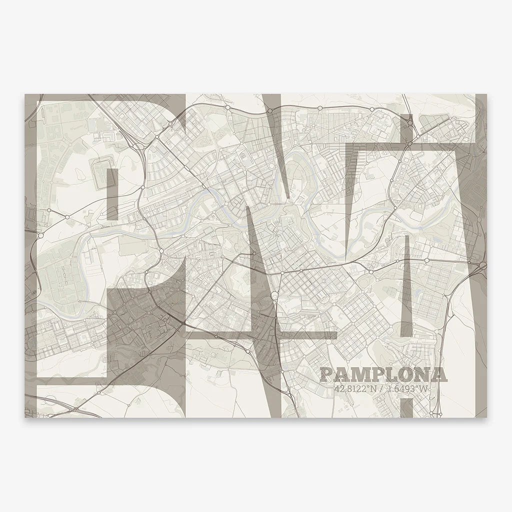 Artistic poster of Pamplona with geometric typography - Custom decoration